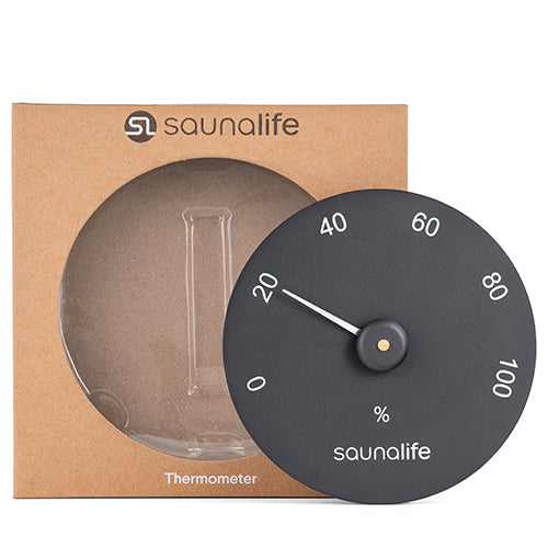 SaunaLife SaunaGear Hygrometer, Round, Black