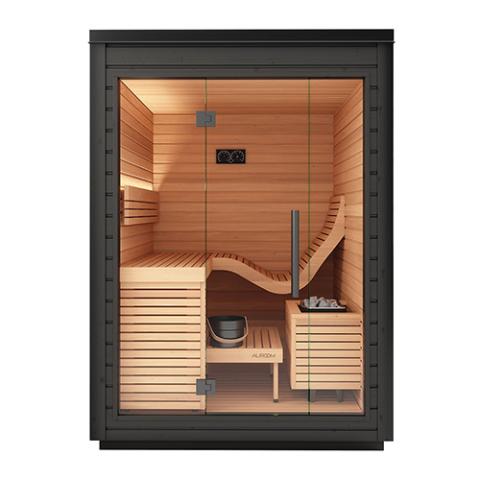 Auroom Aura Outdoor Home Sauna Kit, Modular, Black, 2-person