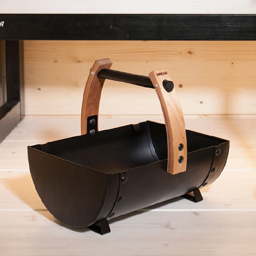 Close up of Harvia Sauna Bucket with wood handle