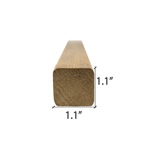 Close-up of Thermo-Aspen wood with dimensions 1.1” x 1.1