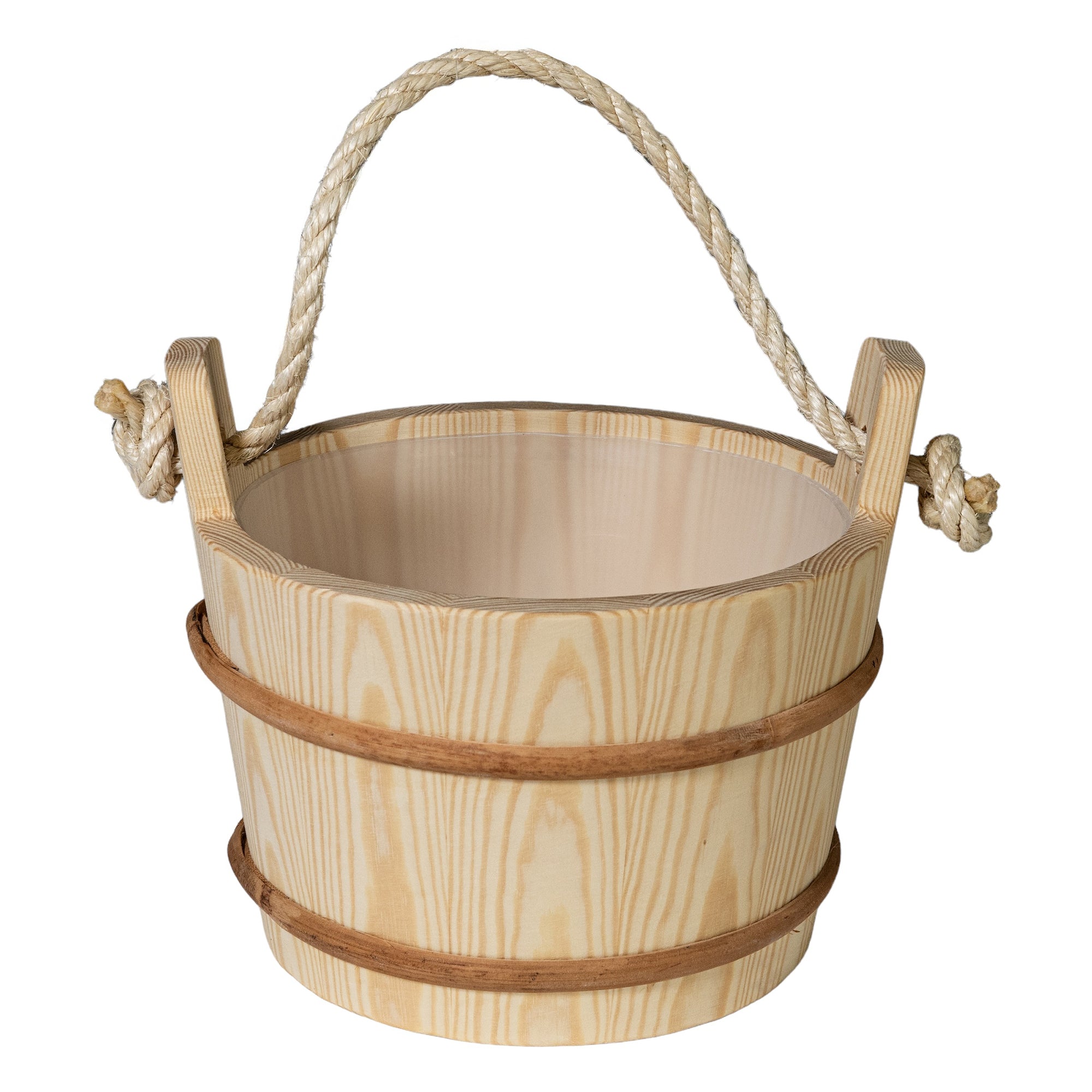 Prosaunas Wood Sauna Bucket Lined, Rope Handle 4-Liter
