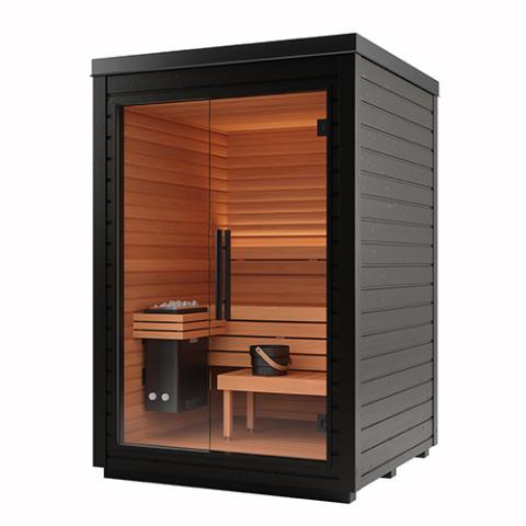Auroom Mira S Cabin Sauna Kit Outdoor Modular Cabin, DIY Sauna Kit, Black, 1-2 Persons