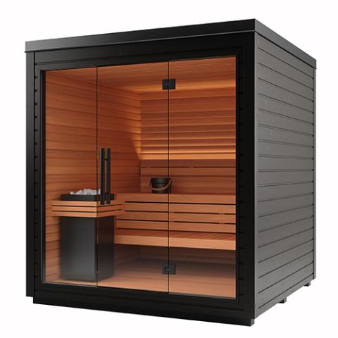 Auroom Mira L Cabin Sauna Kit Outdoor Modular Cabin, DIY Sauna Kit, Black, Up to 5-Persons