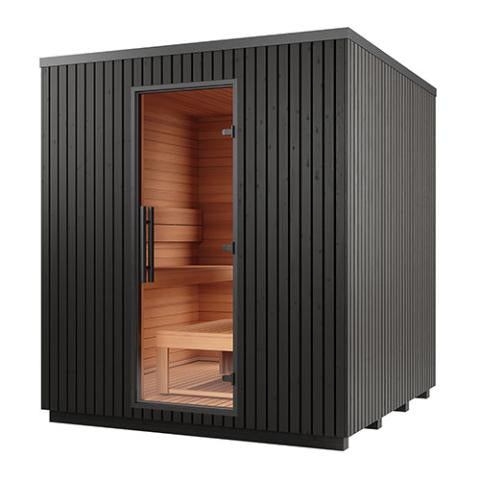 Auroom Garda Outdoor Cabin Sauna, Fully Assembled, Black Thermo-Pine, Up to 6-Persons