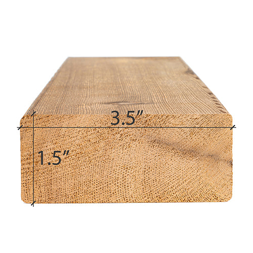 Cedar 2x4 sauna wood showing 3.5 x 1.5 size