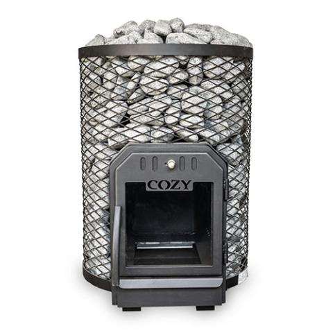 Cozy Heat O Thru-Wall wood-burning sauna stove