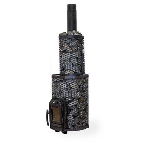 Cozy Heat wood-burning steel sauna stove with glass door