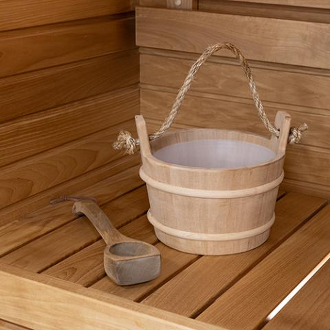 Prosaunas Wood Sauna Bucket Lined Wood Sauna Bucket, Rope Handle, 4-Liter