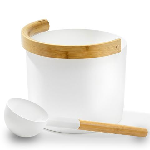 KOLO Sauna Set 2 Sauna Bucket with curved handle and Ladle, Bamboo/Aluminum, 1Gal
