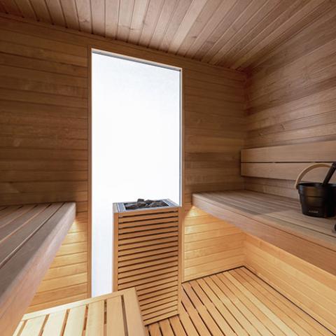 Auroom Garda Outdoor Cabin Sauna, Fully Assembled, Black Thermo-Pine, Up to 6-Persons