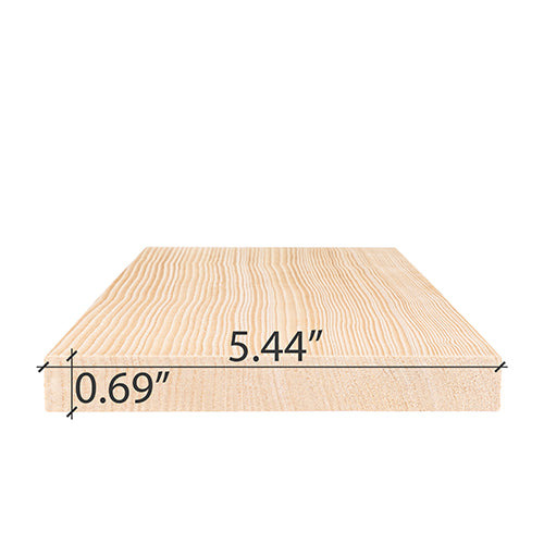 Hemlock 1x6 board with dimension markings