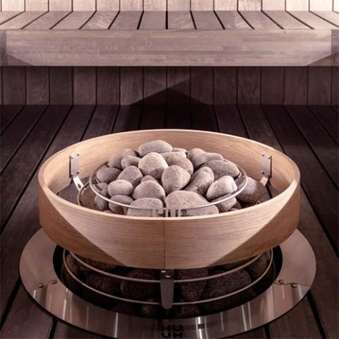 HUUM wooden and stainless steel safety rail for HIVE mini sauna heaters