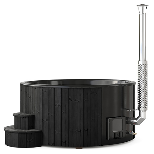 SaunaLife Model S6B Soak-Series Home Wood-Burning Hot Tub, Black, Up to 7 Persons