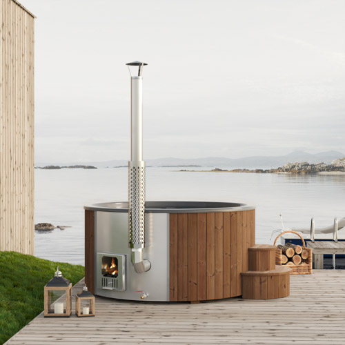 SaunaLife Model S6N Soak-Series Home Wood-Burning Hot Tub, Natural, Up to 7 Persons