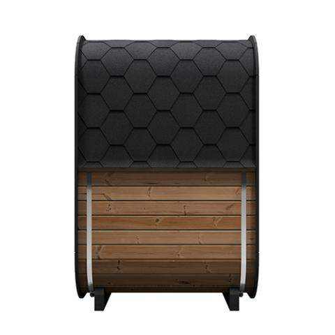 SaunaLife Model CL3G Cube Series modern outdoor sauna with glass front