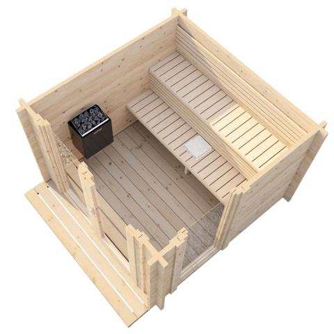 SaunaLife Model G4 premium outdoor home sauna kit with glass front