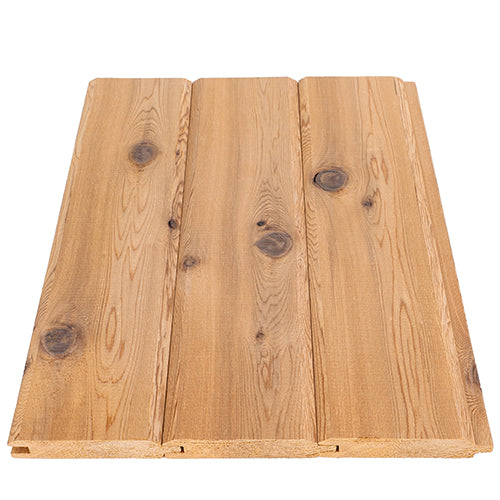 Stacked cedar 1x4 T&G boards for sauna walls
