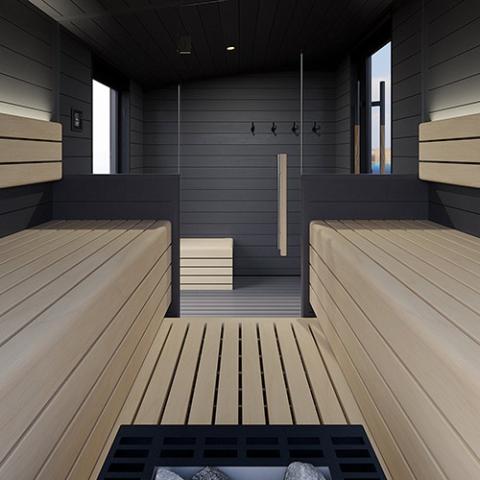 Auroom Terra Backyard Sauna Cabin, Modular, Black, 5-person