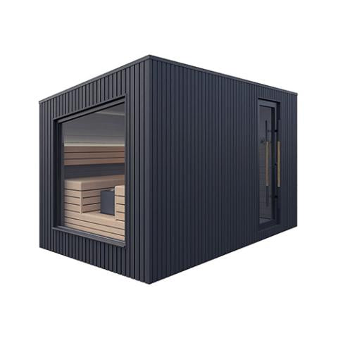 Auroom Terra Backyard Sauna Cabin, Modular, Black, 5-person